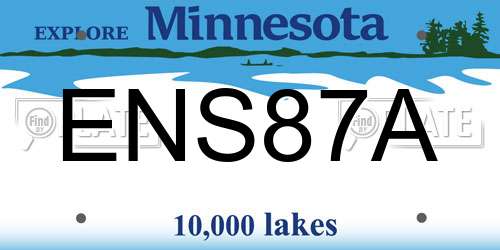 ENS87A Minnesota License Plate