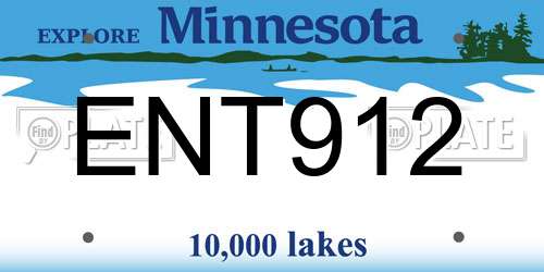 ENT912 Minnesota License Plate