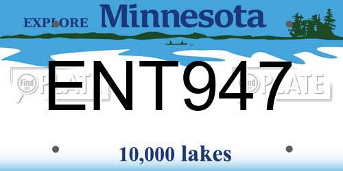 ENT947 Minnesota License Plate