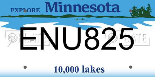 ENU825 Minnesota License Plate