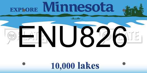 ENU826 Minnesota License Plate