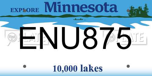ENU875 Minnesota License Plate