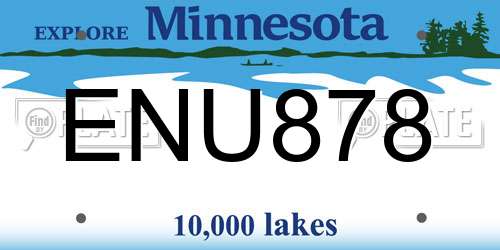 ENU878 Minnesota License Plate