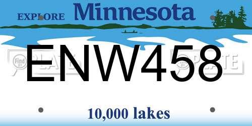 ENW458 Minnesota License Plate