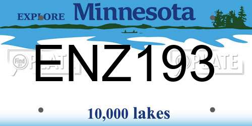 ENZ193 Minnesota License Plate