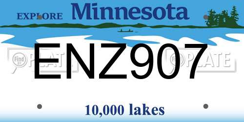 ENZ907 Minnesota License Plate