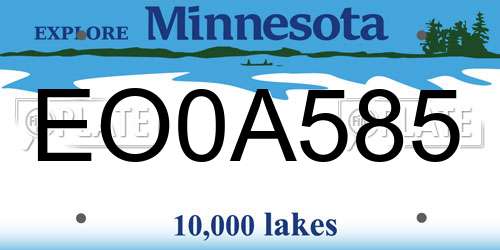 EO0A585 Minnesota License Plate