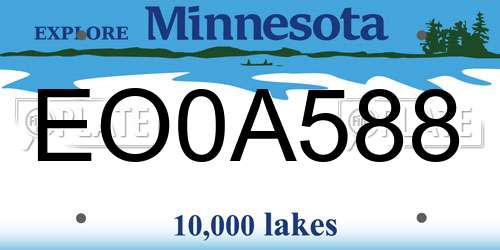 EO0A588 Minnesota License Plate