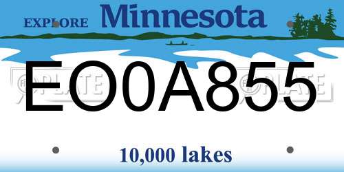 EO0A855 Minnesota License Plate