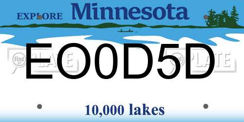 EO0D5D Minnesota License Plate