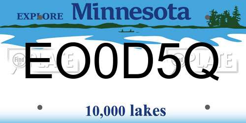 EO0D5Q Minnesota License Plate