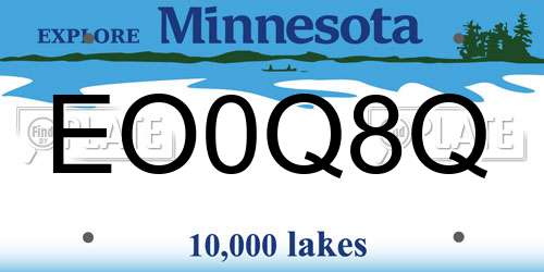 EO0Q8Q Minnesota License Plate