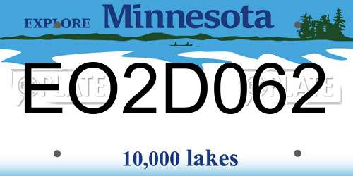 EO2D062 Minnesota License Plate