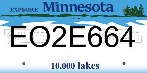 EO2E664 Minnesota License Plate