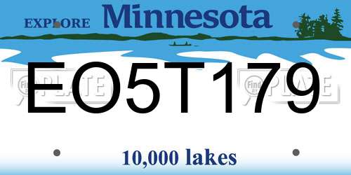 EO5T179 Minnesota License Plate
