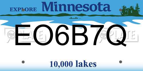 EO6B7Q Minnesota License Plate