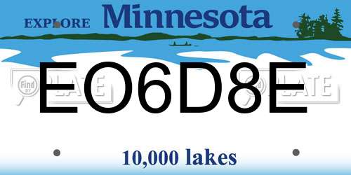 EO6D8E Minnesota License Plate