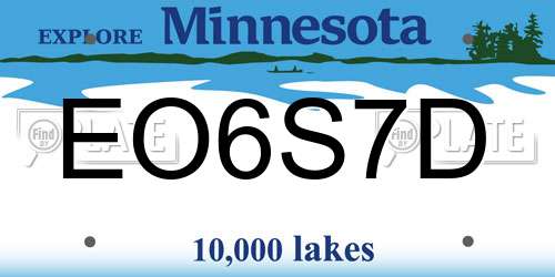 EO6S7D Minnesota License Plate