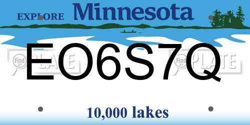 EO6S7Q Minnesota License Plate