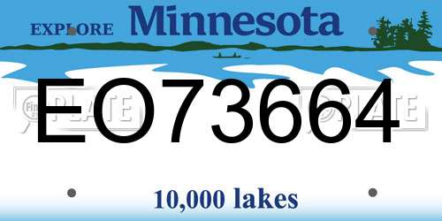 EO73664 Minnesota License Plate
