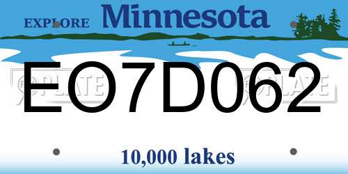 EO7D062 Minnesota License Plate