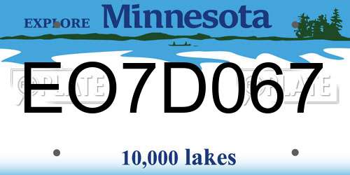 EO7D067 Minnesota License Plate