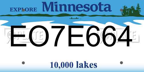 EO7E664 Minnesota License Plate