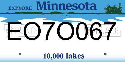 EO7O067 Minnesota License Plate
