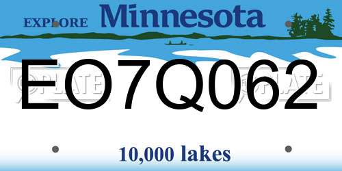 EO7Q062 Minnesota License Plate