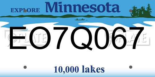 EO7Q067 Minnesota License Plate