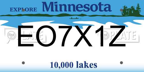 EO7X1Z Minnesota License Plate
