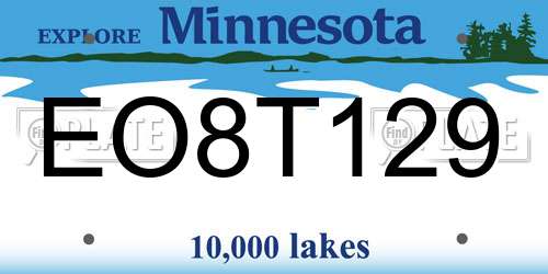 EO8T129 Minnesota License Plate
