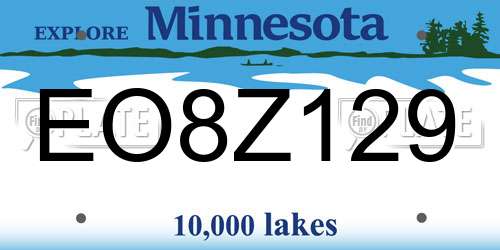 EO8Z129 Minnesota License Plate