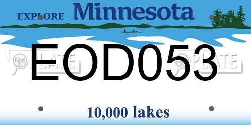 EOD053 Minnesota License Plate