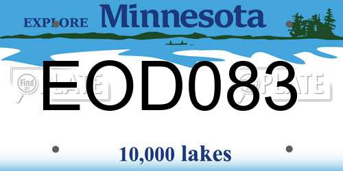 EOD083 Minnesota License Plate