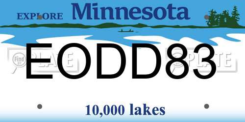 EODD83 Minnesota License Plate