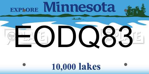 EODQ83 Minnesota License Plate