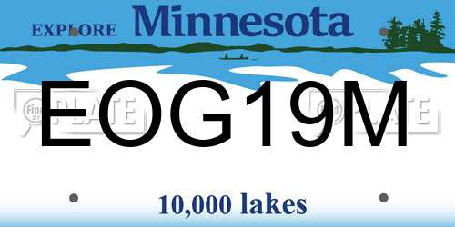 EOG19M Minnesota License Plate