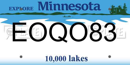 EOQO83 Minnesota License Plate
