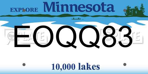 EOQQ83 Minnesota License Plate