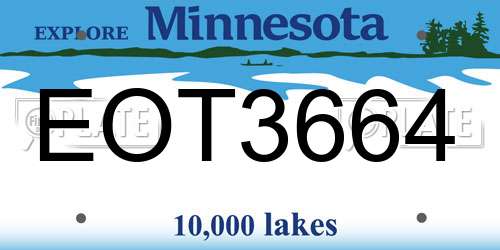 EOT3664 Minnesota License Plate