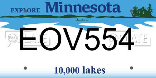 EOV554 Minnesota License Plate