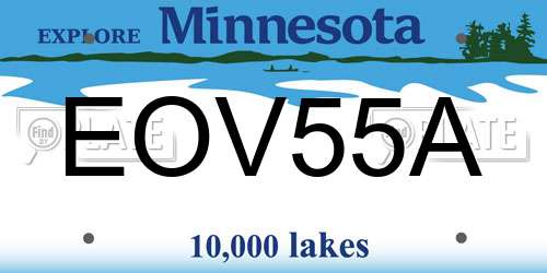 EOV55A Minnesota License Plate