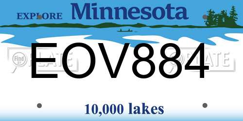 EOV884 Minnesota License Plate