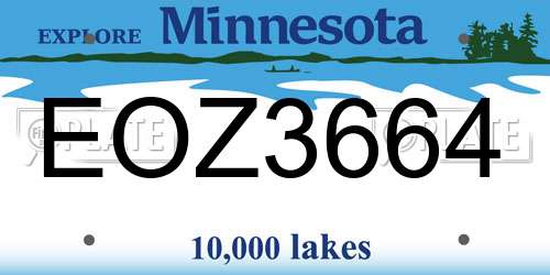 EOZ3664 Minnesota License Plate