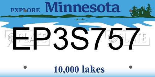 EP3S757 Minnesota License Plate