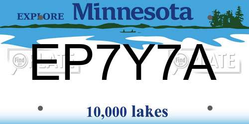 EP7Y7A Minnesota License Plate