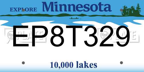 EP8T329 Minnesota License Plate