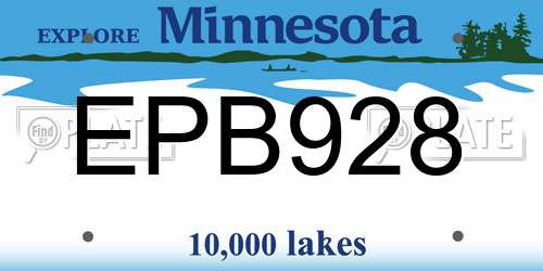 EPB928 Minnesota License Plate