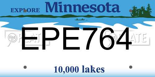 EPE764 Minnesota License Plate